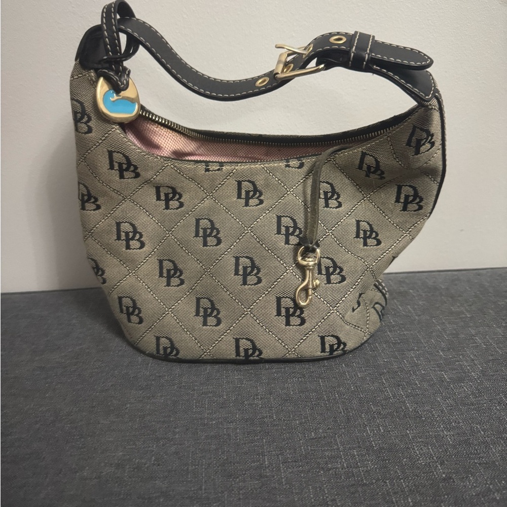 Dooney & Bourke Beige and Black Shoulder Bag